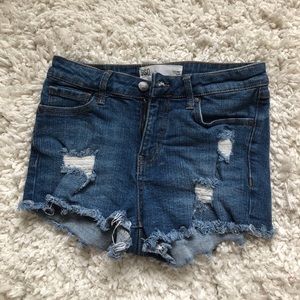 Venice Mid Rise Ripped Blue Jeans Shorts